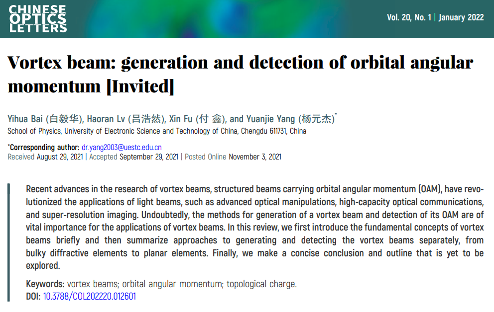 Editors’ Pick | 涡旋光束轨道角动量的产生与检测 行业新闻 第1张