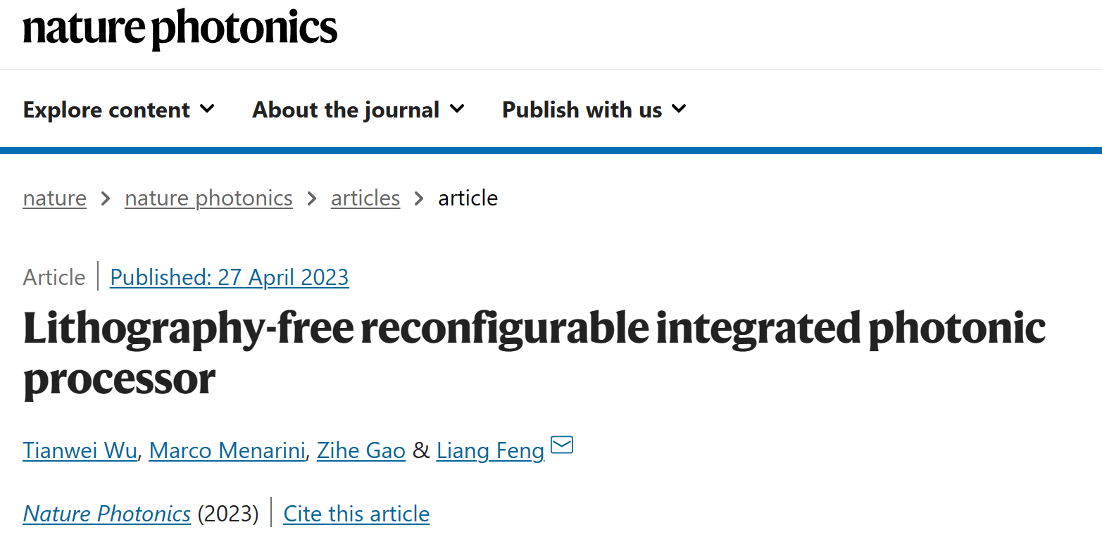 Nature Photonics-无需光刻 | 集成光子学