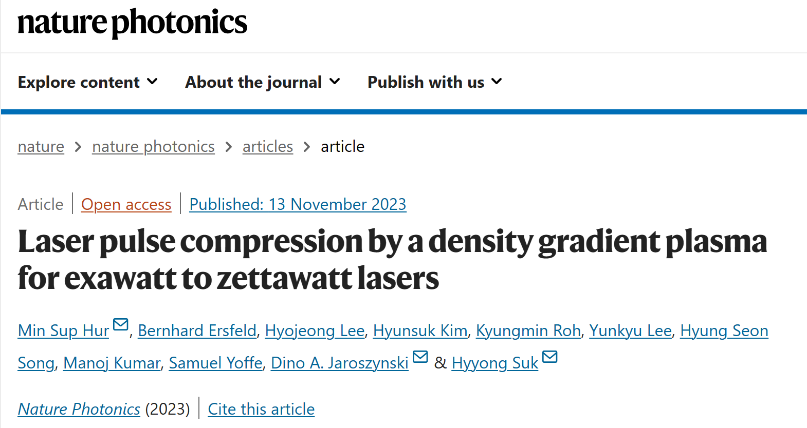 研究前沿：超强超短激光 | Nature Photonics