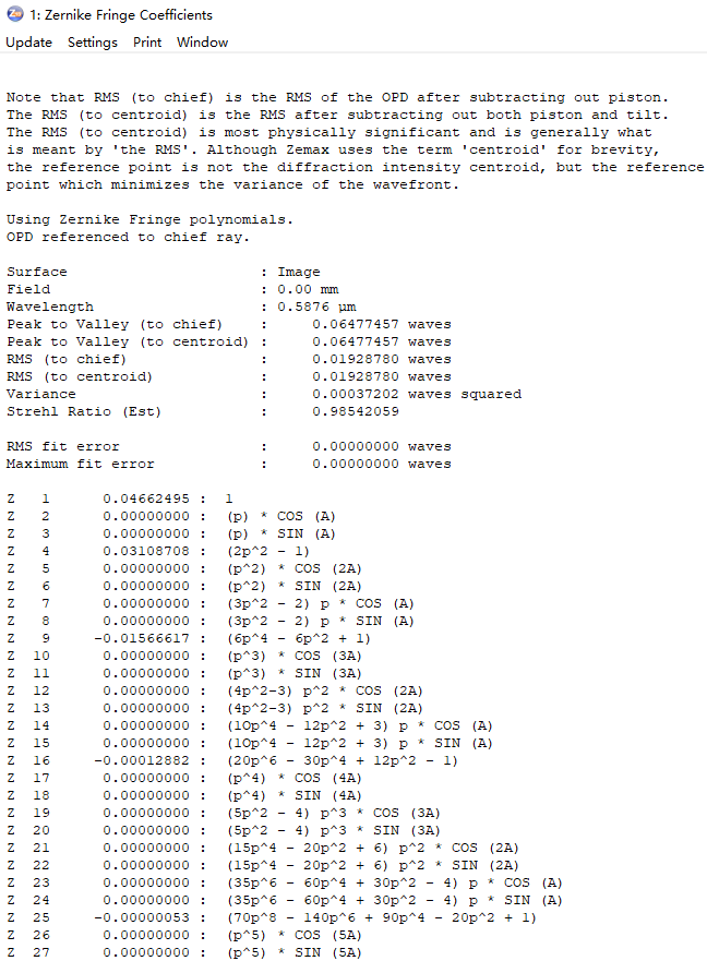 光学设计仿真|Zernike波前拟合数据提取