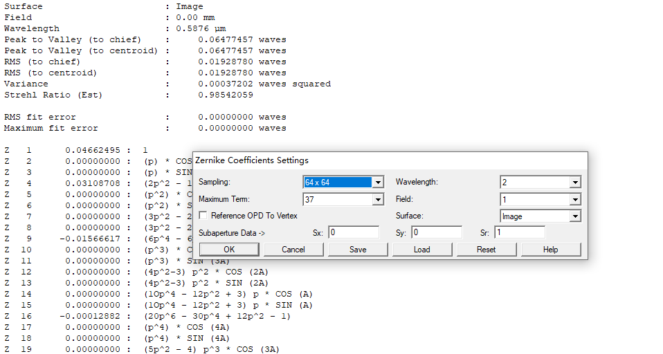 光学设计仿真|Zernike波前拟合数据提取