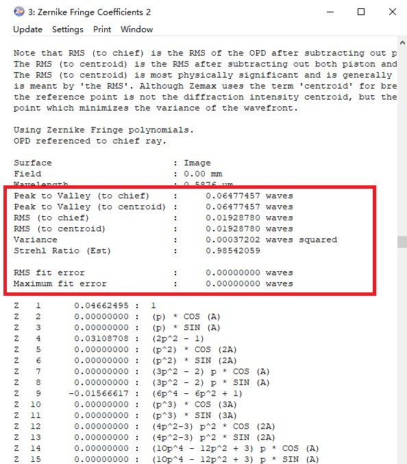光学设计仿真|Zernike波前拟合数据提取